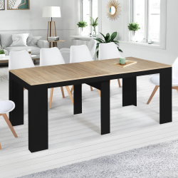 15678 - Consolle allungabile per 10 persone, finitura in legno nero e faggio Table console extensible ORLANDO 10 personnes 235 cm bois noir et façon hêtre
