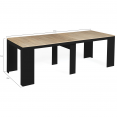 Table console extensible ORLANDO 10 personnes 235 cm bois noir et façon hêtre