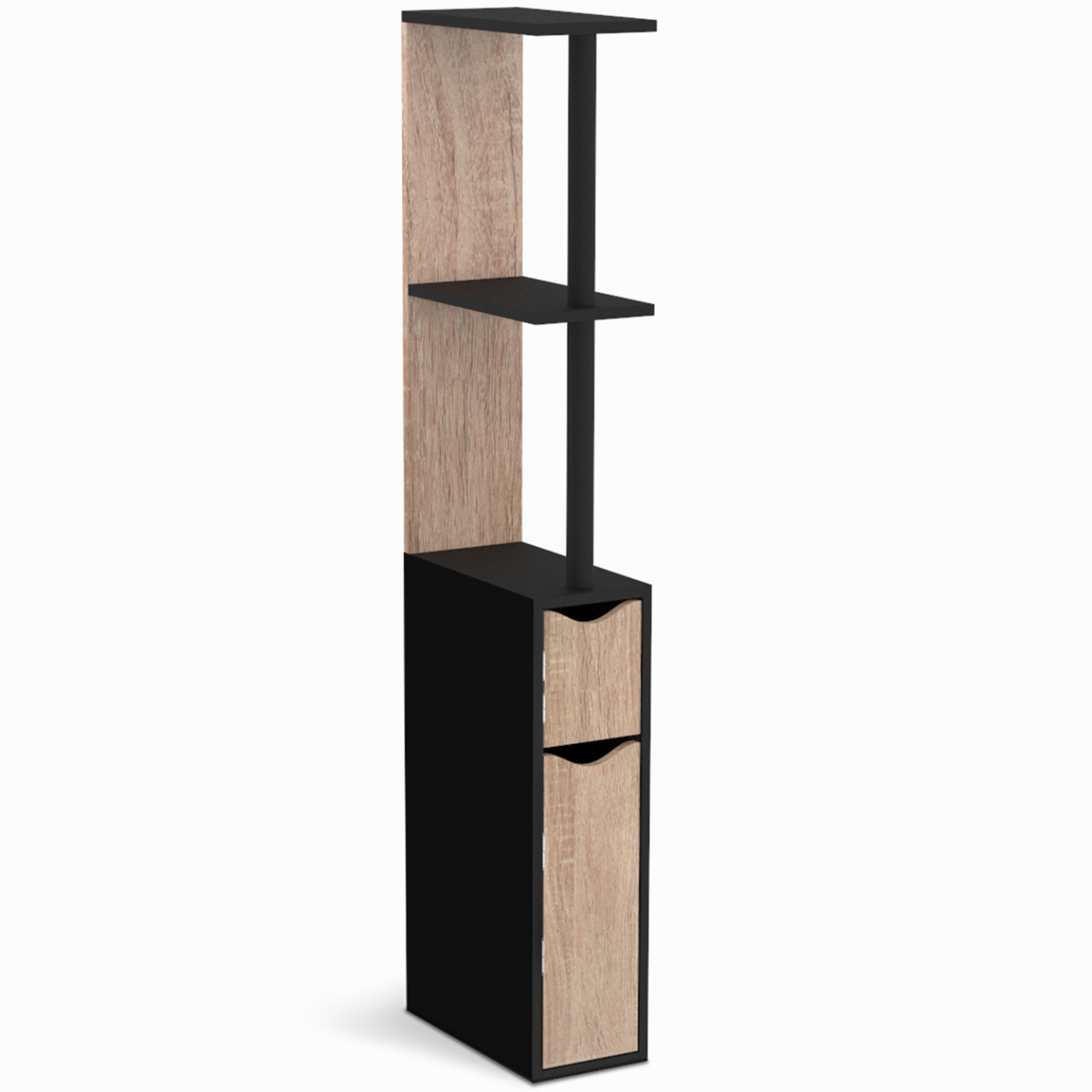 Meuble Salle De Bain Sur WC – En Bois, 2 Compartiments, Hauteur Réglable | Rangement Machine à Laver, étagère Pratique 87,5x18x98 Cm - 8