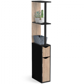 Armoire Salle De Bain étroite IDMarket - Meuble WC 3 En 1 DAYTON Industriel - Rangement Bois Foncé 79x23x178cm Armoire Salle Bain Buanderie