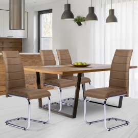 Lot de 4 chaises MIA taupe effet suédé pour salle à manger Lot de 4 chaises MIA taupe effet suédé pour salle à manger