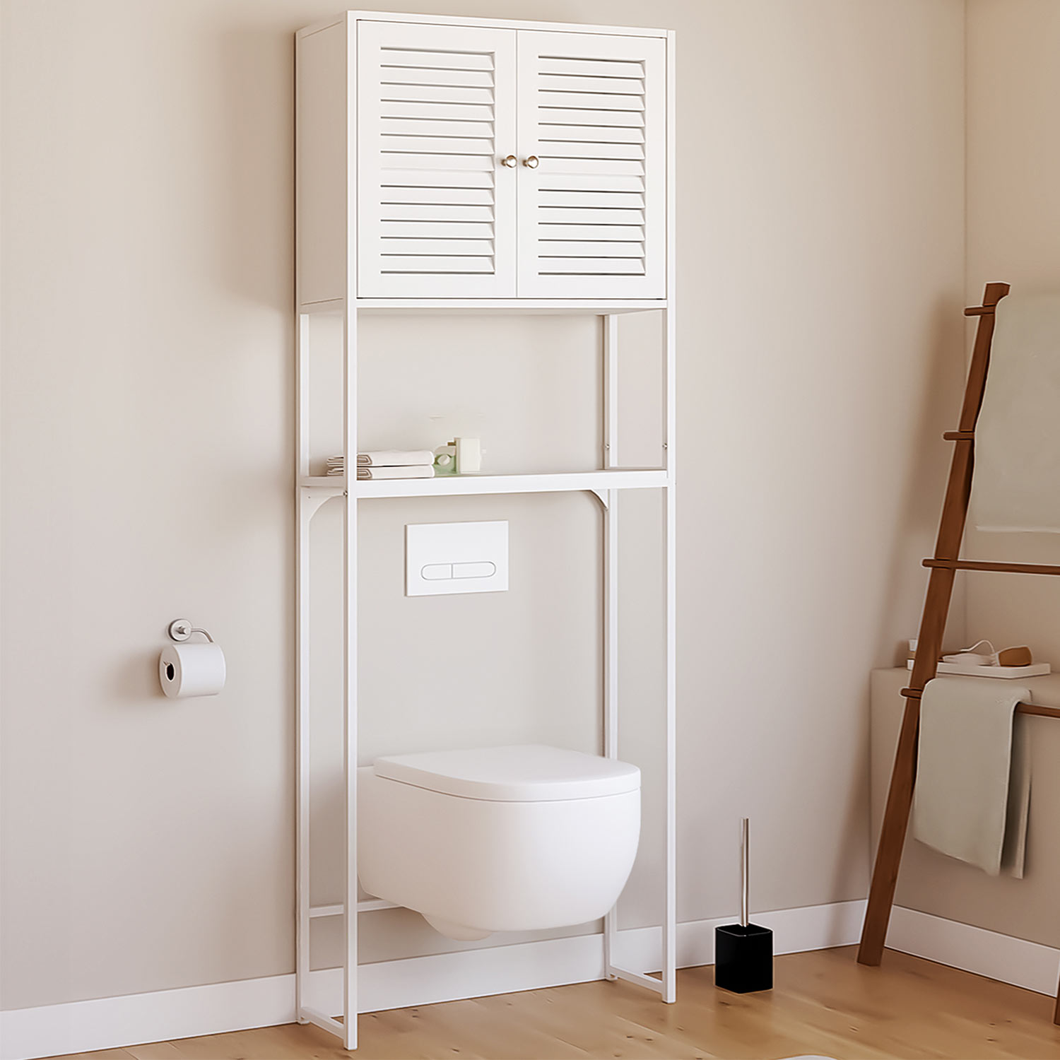 Meuble de Rangement au-Dessus des Toilettes (Blanc)