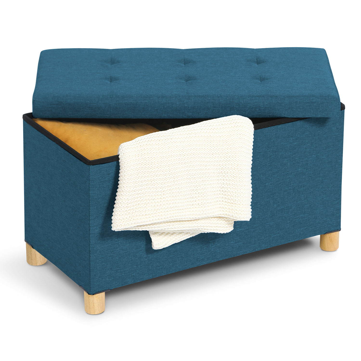 Banc coffre bleu canard 76 cm