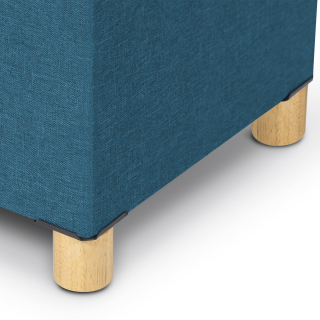 Banc coffre de rangement avec revêtement bouclette, pieds en bois de caoutchouc, 95 x 38 x 45 cm, bleu