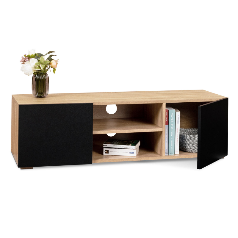 Meuble TV OTTA En Bois De Pin Massif - 113,5x43x57 Cm - Brun - Neuf
