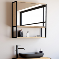 Meuble de rangement suspendu avec miroir pour salle de bain DETROIT design industriel