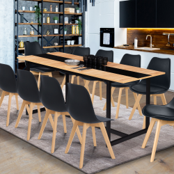 15588 - Tavolo da pranzo industriale allungabile, 6-10 posti a sedere Table à manger extensible rectangle DOVER 6-10 personnes bande centrale noire design industriel 160-200 cm