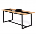 Table à manger extensible rectangle DOVER 6-10 personnes bande centrale noire design industriel 160-200 cm