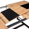 Table à manger extensible rectangle DOVER 6-10 personnes bande centrale noire design industriel 160-200 cm
