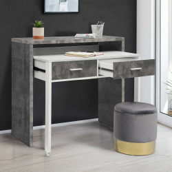 15646 - Scrivania allungabile in cemento ed effetto bianco Bureau extensible MAX bois blanc et effet béton