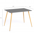Table à manger scandinave SARA 6 personnes grise anthracite 120 cm