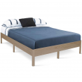 Cadre de lit double YAKUTA avec sommier 140x190cm effet bois naturel