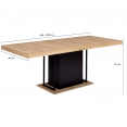 Table à manger extensible rectangle UGO 6-10 personnes bois façon hêtre et noir 160-200 cm design industriel