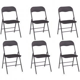 Lot de 6 chaises pliantes KITY gris foncé en PU Lot de 6 chaises pliantes KITY gris foncé en PU