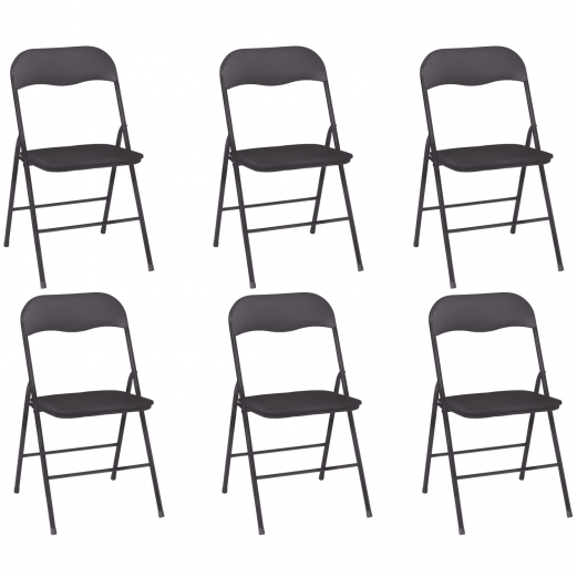 Lot de 6 chaises pliantes KITY gris foncé en PU