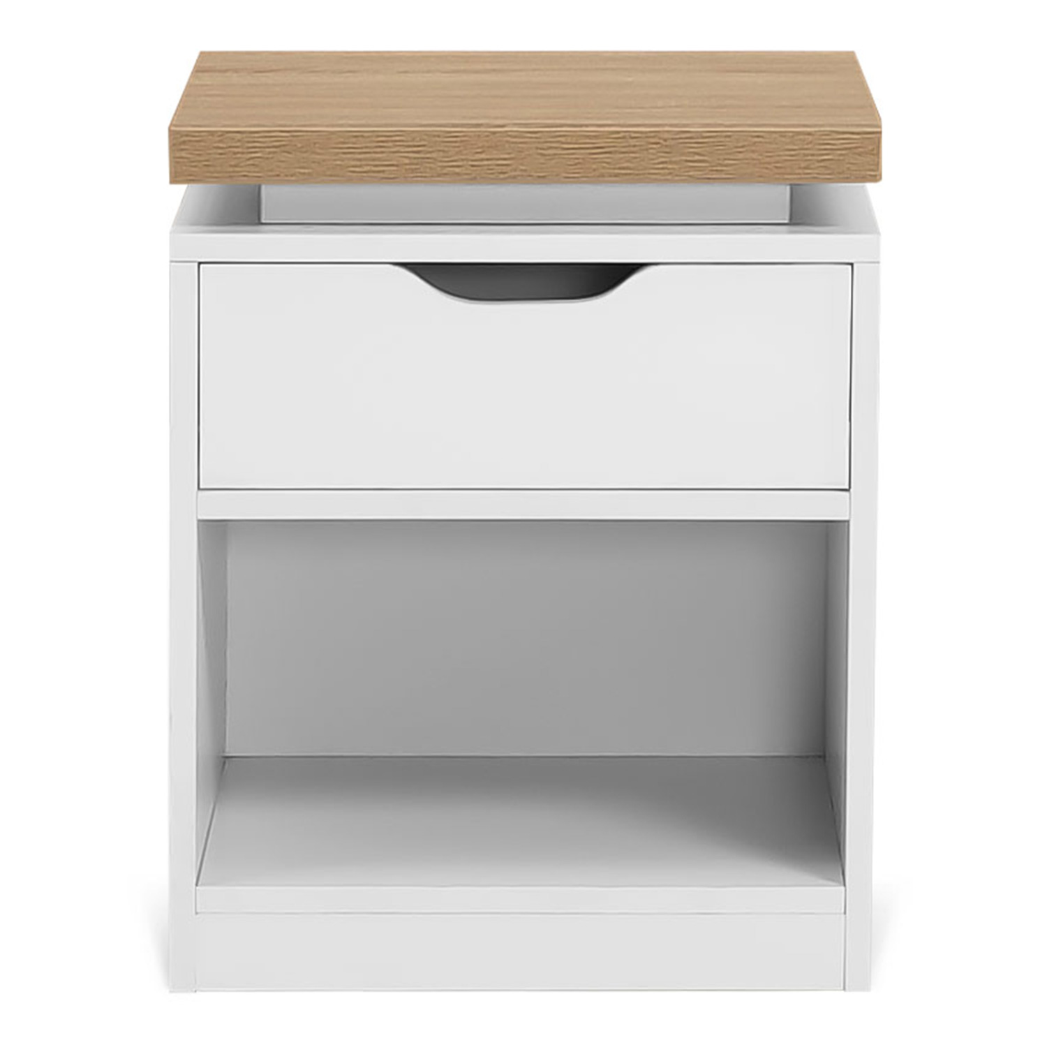 Meuble TV Luna 110 Cm – 2 Portes + LEDs RGB 16 Couleurs – Blanc + Plateau Effet Bois – IDMarket