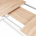 Table à manger extensible rectangle DETROIT 6-10 personnes design industriel bois et métal blanc 160-200 cm