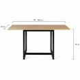 Table à manger extensible rectangle DETROIT 6-8 personnes design industriel 80-160 cm