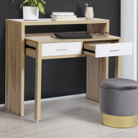 Bureau extensible bois blanc et imitation hêtre Bureau extensible bois blanc et imitation hêtre