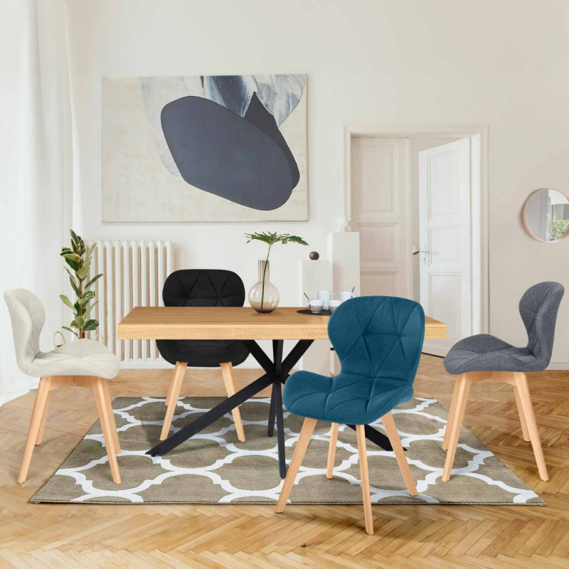IDMarket - Lot De 4 Chaises Mandy Mix Color Blanc, Gris, Bleu Canard Et
