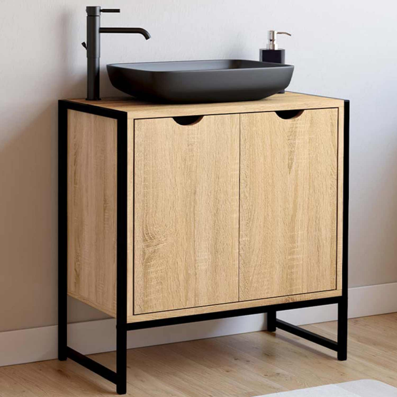 Meuble salle de bain sous-lavabo métal et bois - DETROIT
