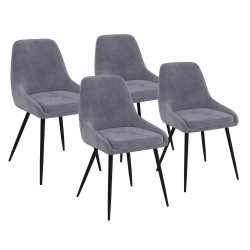 15695 - Set di 4 sedie con braccioli in velluto grigio chiaro Lot de 4 chaises THALYA en velours gris clair avec accoudoirs