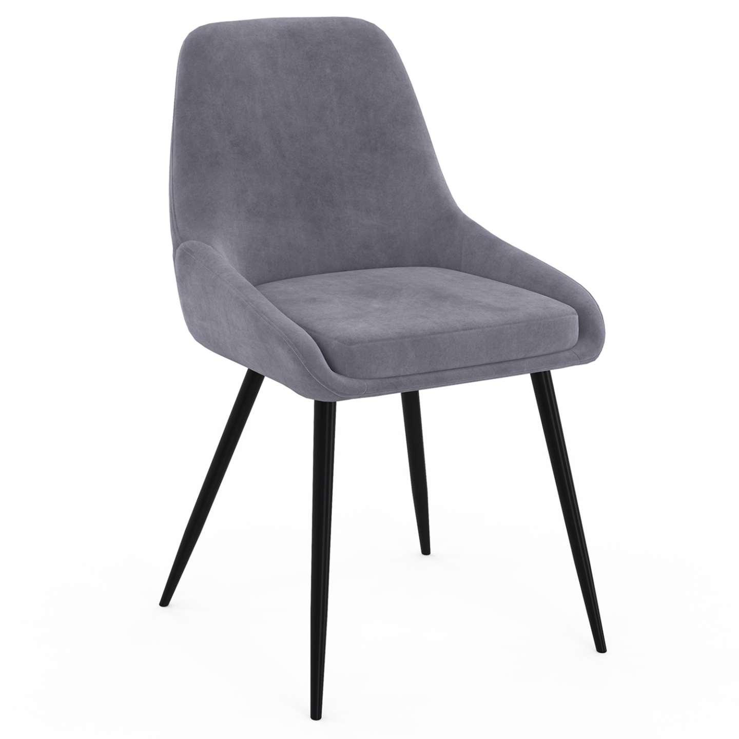 chairus Eetkamerstoelen, set van 4 fluwelen woonkamerstoelen, gestoffeerde bureaustoelen met metalen poten, armloze stoelen voor slaapkamer, zwart, 4