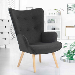 13154 - Poltrona scandinava IVAR grigio antracite Fauteuil scandinave Ivar en tissu gris anthracite