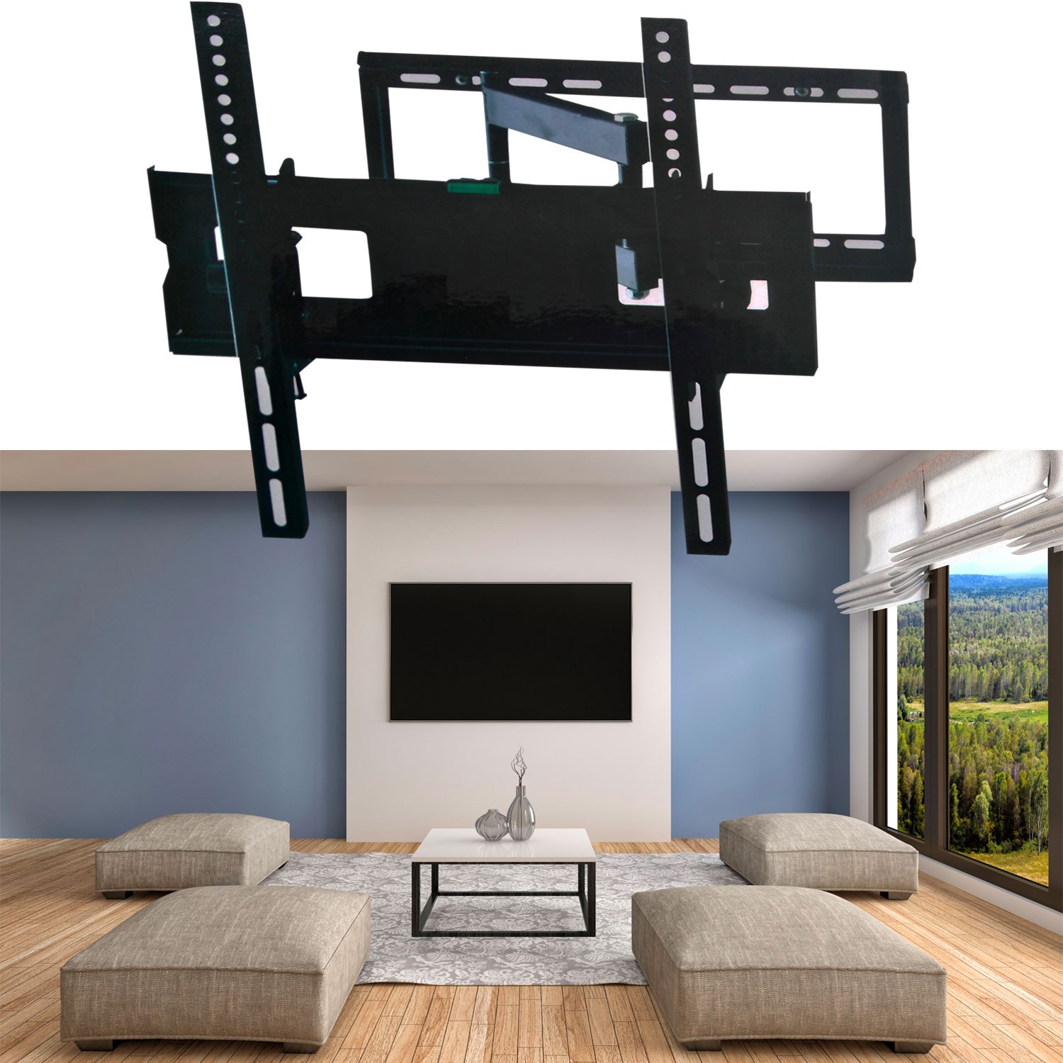 Support TV mural pivotant et inclinable capacité 45 KG écran LCD, L...