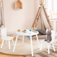 Table + 2 chaises enfant avec espace de rangement en bois blanc