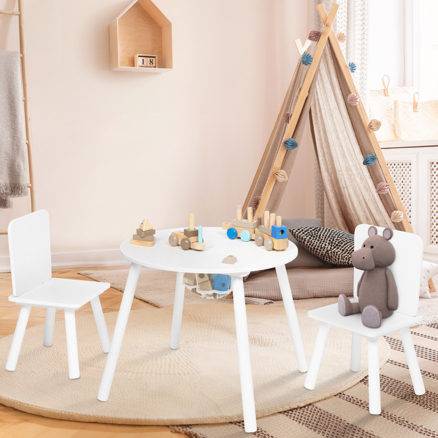 Bureau enfant réglable et inclinable en bois massif, blanc Flexi