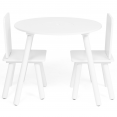 Table + 2 chaises enfant avec espace de rangement en bois blanc