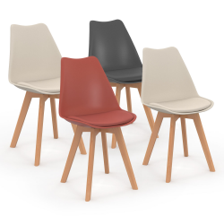 15845 - Sedie in stile scandinavo in terracotta, grigio e beige Lot de 4 chaises scandinaves SARA mix color gris foncé, terracotta, beige x2