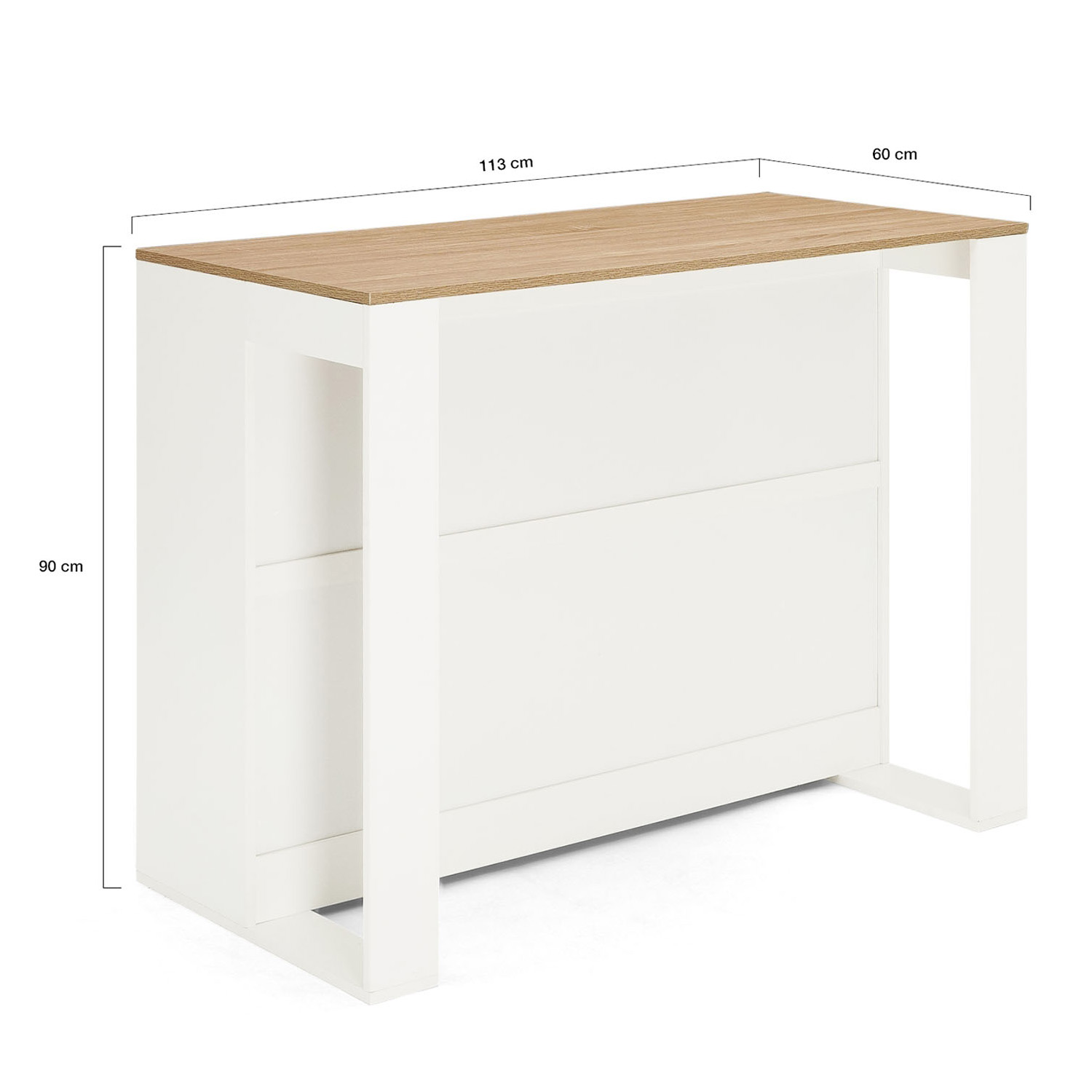 IDarket - Enseble Table de Bar îlot Juno Bois Noir avec Plateau façon