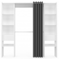 Kit dressing MERYL double colonne blanc avec rideau gris 120/180 x 50 x 180 CM