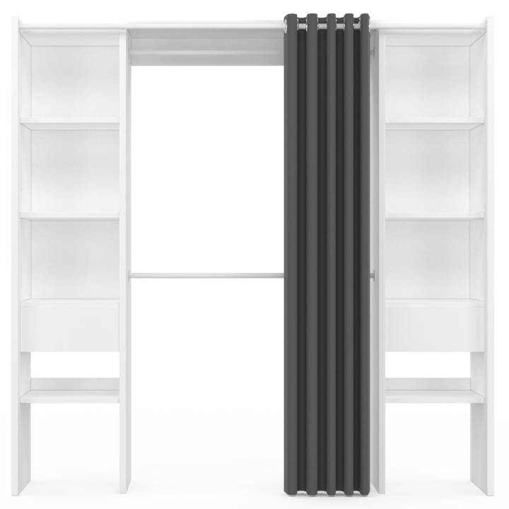 Dressing extensible double MERYL 120/180 x 50 x 180 cm blanc et gris