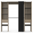 Kit dressing MERYL double colonne bois et noir avec rideau noir 120/180 x 50 x 180 CM