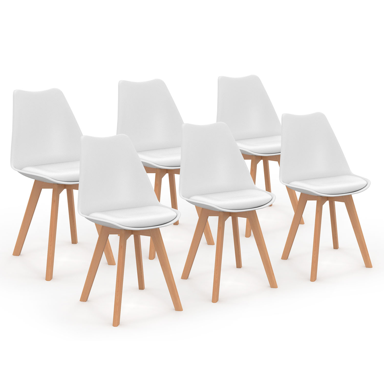 Lot de 6 chaises scandinaves blanches