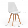 Lot de 6 chaises scandinaves SARA blanches pour salle à manger