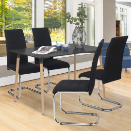 Lot de 4 chaises MIA en tissu noir pour salle à manger Lot de 4 chaises MIA en tissu noir pour salle à manger