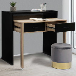 15645 - Scrivania allungabile in legno nero e faggio Bureau extensible MAX bois façon hêtre et noir