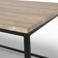 Table basse DETROIT 113 cm design industriel bois et métal noir