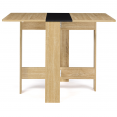 Table console pliable EDI 2-4 personnes bois façon hêtre plateau noir 103 x 76 cm