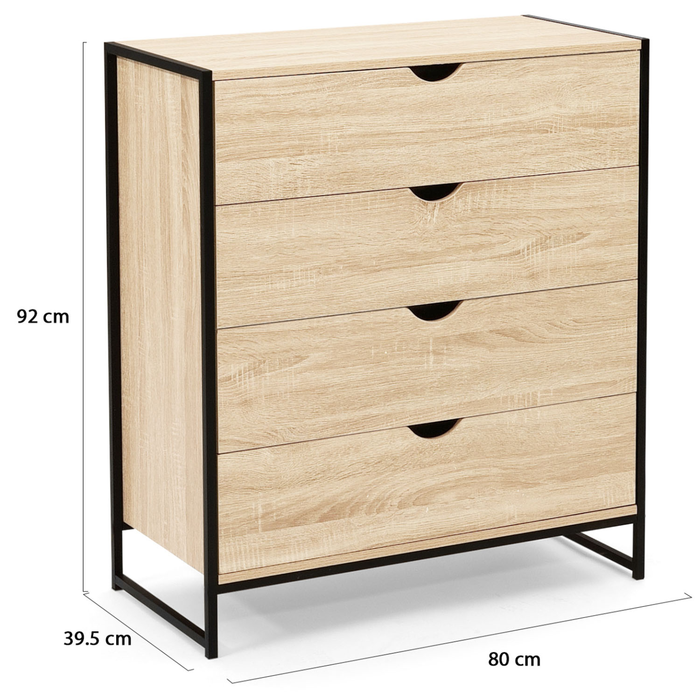 Commode 4 Tiroirs Detroit IDMarket - 108x39,5x75 Cm - Style Industriel Bois Et Métal
