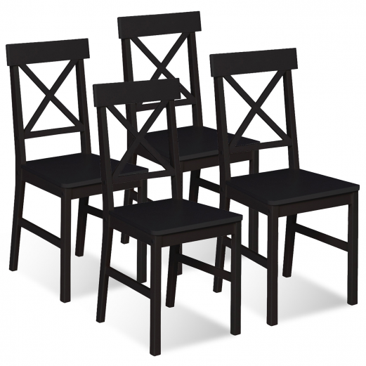 Lot de 4 chaises SCANDINAVE - pieds bois - noir Pas Cher