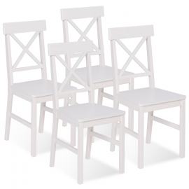 Lot de 4 chaises de cuisine SUZANNE bois blanc