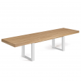 Table à manger extensible rectangle PHOENIX 10-12 personnes bois et blanc 200-300 cm