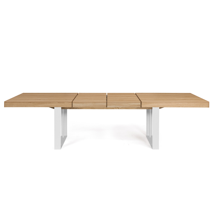 Table à Manger Extensible Imebel T71 - Plateau Ovale Plaqué Chêne, Pieds Rainurés - Extension 200 à 300cm - Style Scandinave Moderne