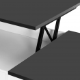 Table basse 2 plateaux relevables EYLA avec coffre bois blanc et gris