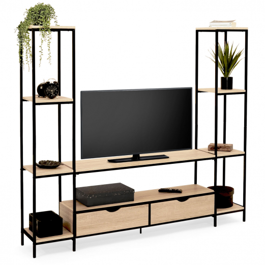Ensemble meuble TV 164 cm DETROIT avec étagères design industriel